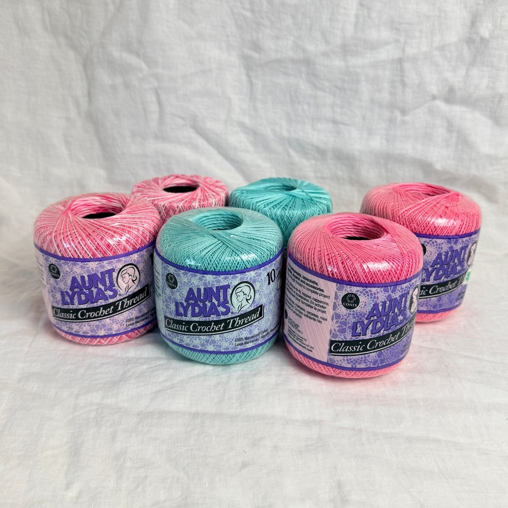 Aunt Lydias Classic Crochet Thread Lot of 6 Cotton Yarn Size 10 Mixed Used & New